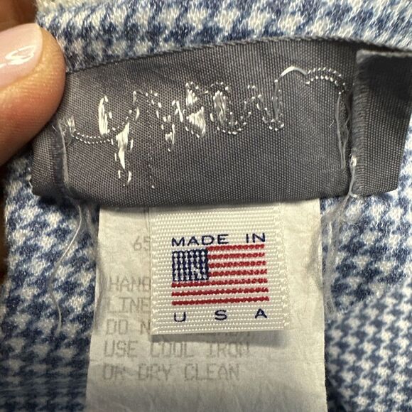 VTG Alison J. Midi Dress Womens Sz 12 Blue White Plaid 3/4 Sleeve Cottagecore - Picture 12 of 16